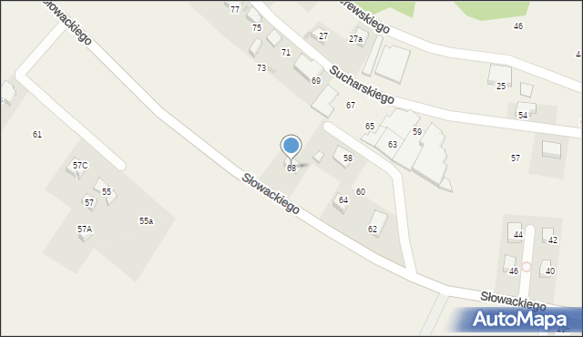 Piasek, Sucharskiego Henryka, mjr., 68, mapa Piasek