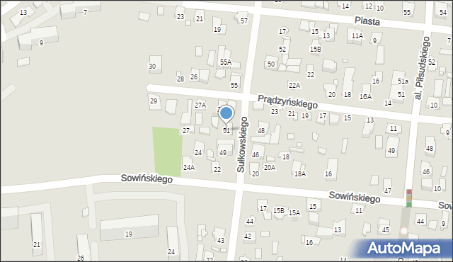 Piastów, Sułkowskiego Józefa, 51, mapa Piastów