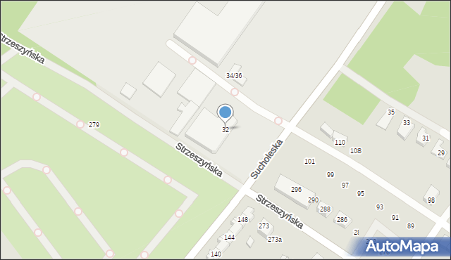 Poznań, Sucholeska, 32, mapa Poznania