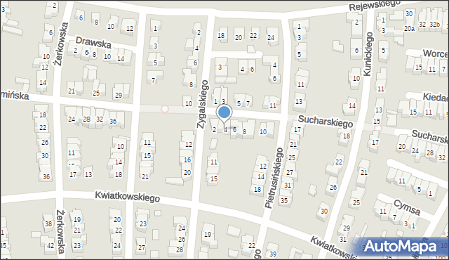 Poznań, Sucharskiego Henryka, mjr., 4, mapa Poznania