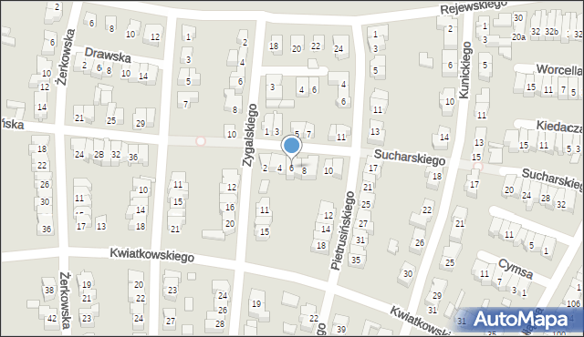 Poznań, Sucharskiego Henryka, mjr., 6, mapa Poznania