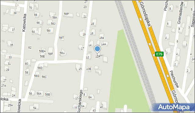 Pszczyna, Sucharskiego Henryka, mjr., 12A, mapa Pszczyny