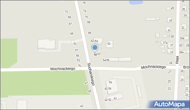 Radomsko, Sucharskiego Henryka, mjr., 58, mapa Radomsko