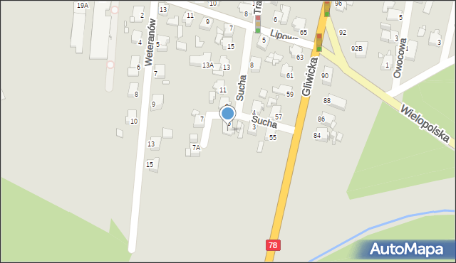 Rybnik, Sucha, 5A, mapa Rybnika