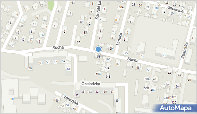 Sosnowiec, Sucha, 68, mapa Sosnowca