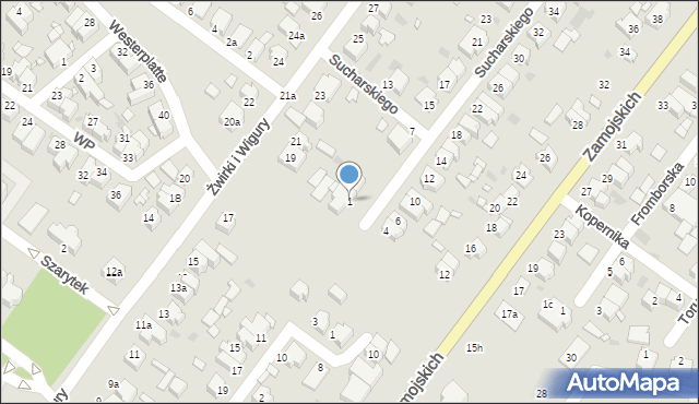 Środa Wielkopolska, Sucharskiego Henryka, mjr., 1, mapa Środa Wielkopolska