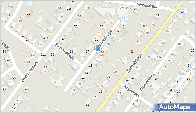 Środa Wielkopolska, Sucharskiego Henryka, mjr., 24, mapa Środa Wielkopolska