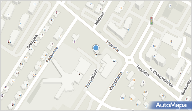 Środa Wielkopolska, Surzyńskich, 7, mapa Środa Wielkopolska