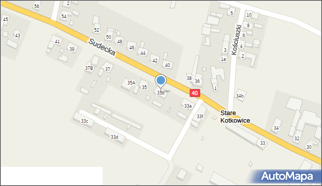 Stare Kotkowice, Sudecka, 33b, mapa Stare Kotkowice