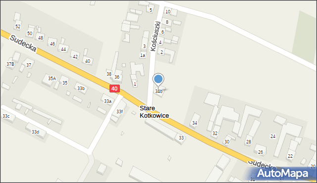 Stare Kotkowice, Sudecka, 34b, mapa Stare Kotkowice