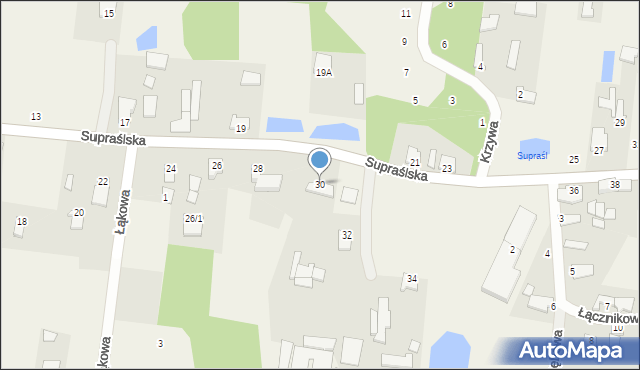 Studzianki, Supraślska, 30, mapa Studzianki