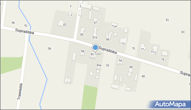 Studzianki, Supraślska, 60B, mapa Studzianki