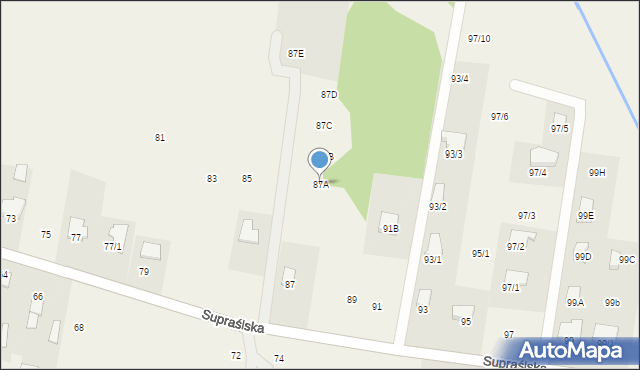 Studzianki, Supraślska, 87A, mapa Studzianki