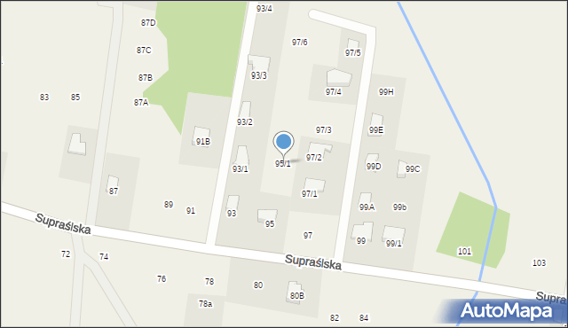 Studzianki, Supraślska, 95/1, mapa Studzianki