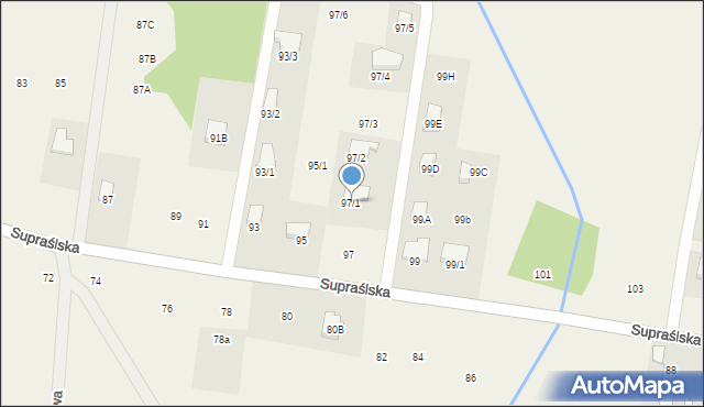 Studzianki, Supraślska, 97/1, mapa Studzianki