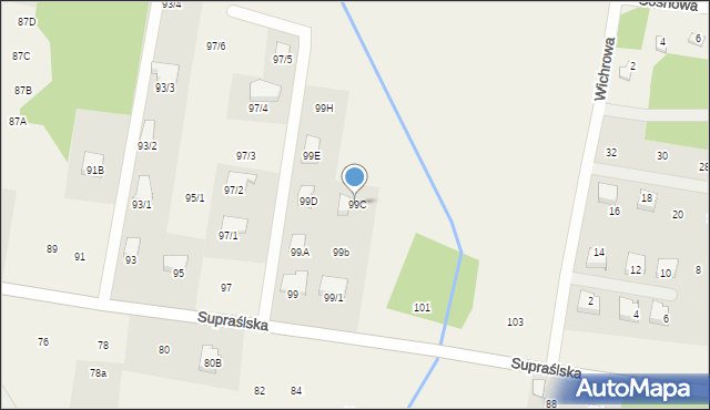 Studzianki, Supraślska, 99C, mapa Studzianki