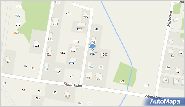 Studzianki, Supraślska, 99D, mapa Studzianki