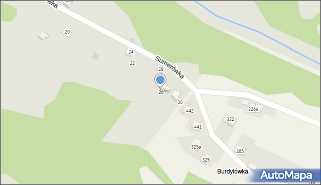 Sucha Beskidzka, Sumerówka, 26, mapa Sucha Beskidzka