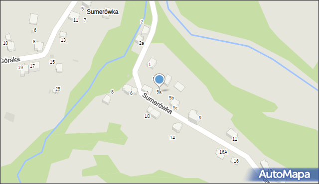 Sucha Beskidzka, Sumerówka, 5a, mapa Sucha Beskidzka