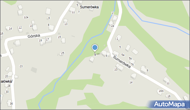 Sucha Beskidzka, Sumerówka, 8, mapa Sucha Beskidzka