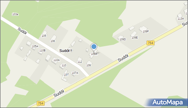 Sudół, Sudół, 109A, mapa Sudół