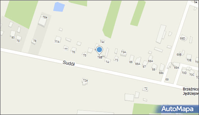 Sudół, Sudół, 74B, mapa Sudół