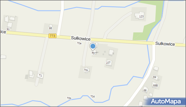 Sułkowice, Sułkowice, 70, mapa Sułkowice