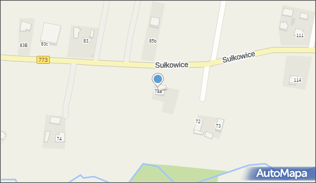 Sułkowice, Sułkowice, 74a, mapa Sułkowice