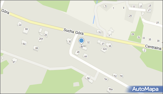 Sułkowice, Sucha Góra, 34, mapa Sułkowice