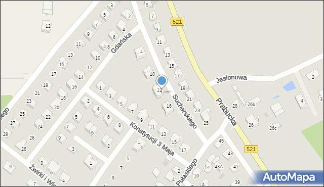 Susz, Sucharskiego Henryka, mjr., 14, mapa Susz