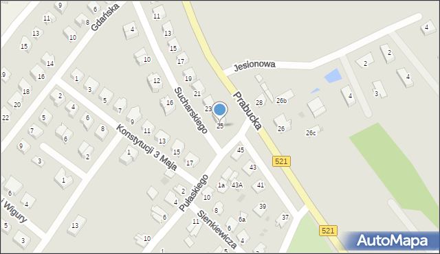 Susz, Sucharskiego Henryka, mjr., 25, mapa Susz