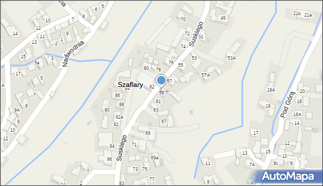 Szaflary, Suskiego Augustyna, 59, mapa Szaflary