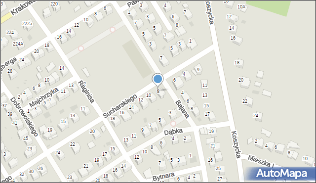 Tarnów, Sucharskiego Henryka, mjr., 8, mapa Tarnów