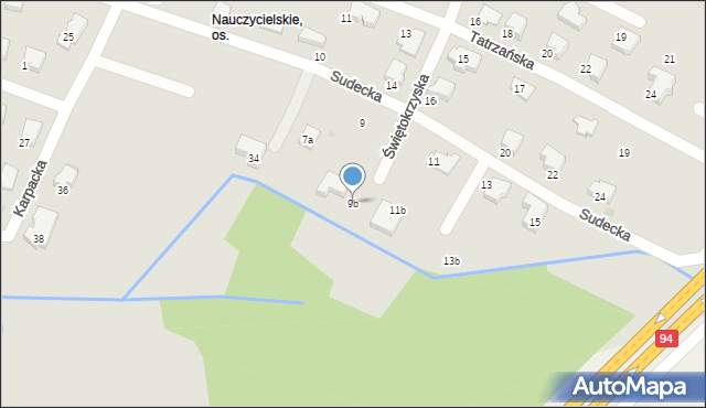Tarnów, Sudecka, 9b, mapa Tarnów