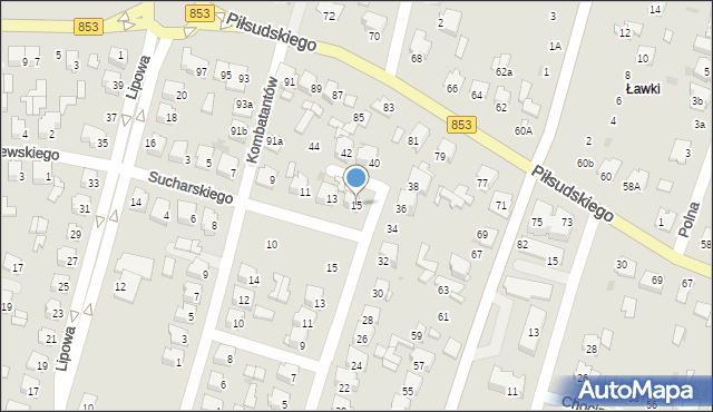 Tomaszów Lubelski, Sucharskiego Henryka, mjr., 15, mapa Tomaszów Lubelski