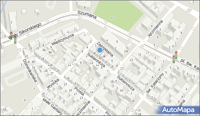 Toruń, Sukiennicza, 24, mapa Torunia