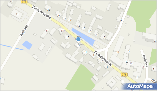 Trzebiechów, Sulechowska, 13, mapa Trzebiechów