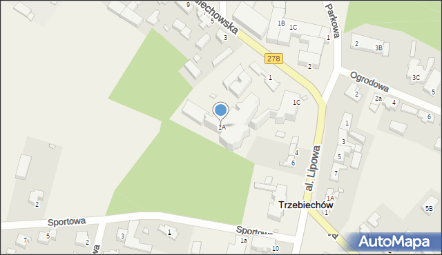 Trzebiechów, Sulechowska, 1A, mapa Trzebiechów