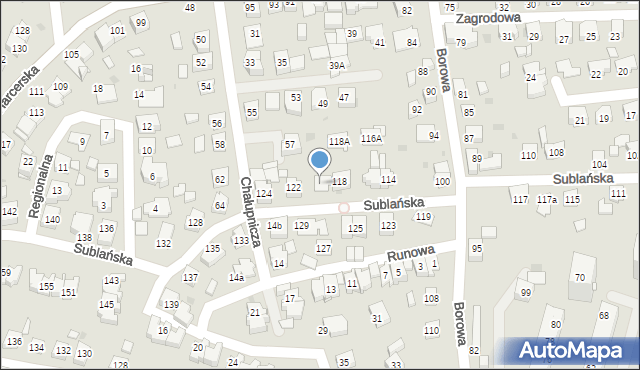 Tychy, Sublańska, 120, mapa Tychów