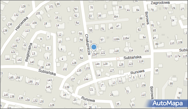 Tychy, Sublańska, 124, mapa Tychów