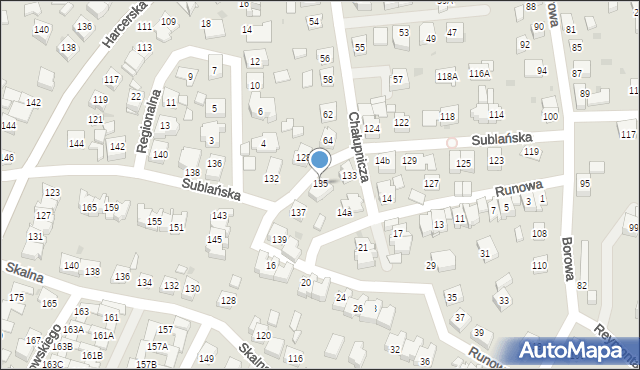 Tychy, Sublańska, 135, mapa Tychów