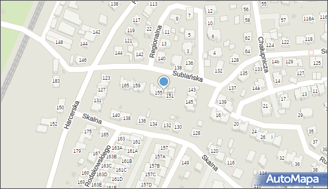 Tychy, Sublańska, 153, mapa Tychów