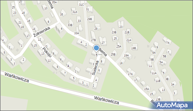 Wałbrzych, Sudecka, 5, mapa Wałbrzycha