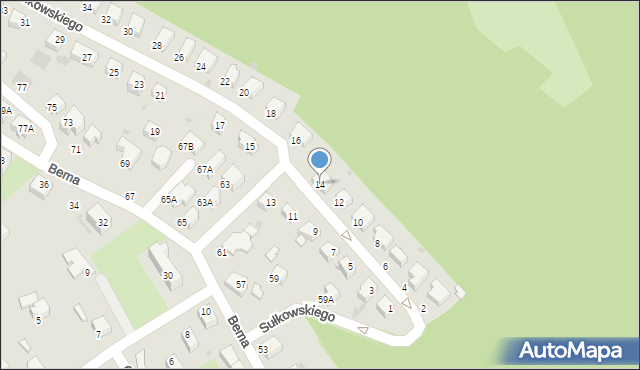 Wałbrzych, Sułkowskiego Józefa, 14, mapa Wałbrzycha