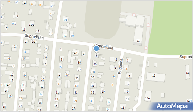 Wasilków, Supraślska, 6, mapa Wasilków