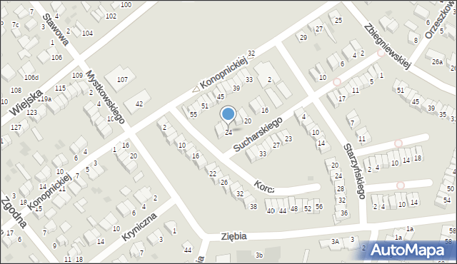 Włocławek, Sucharskiego Henryka, mjr., 24, mapa Włocławka