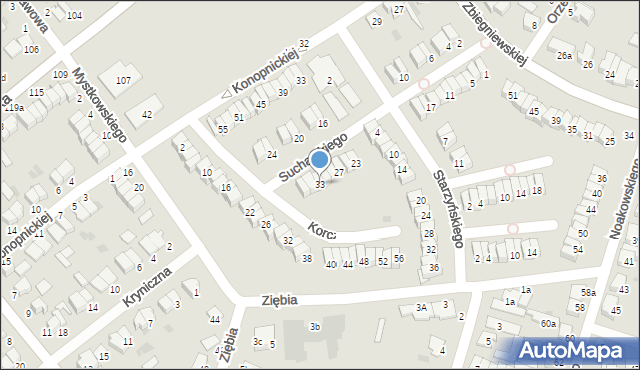 Włocławek, Sucharskiego Henryka, mjr., 33, mapa Włocławka