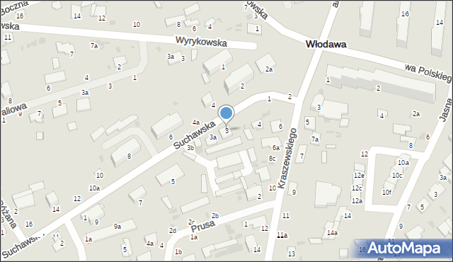 Włodawa, Suchawska, 3, mapa Włodawa