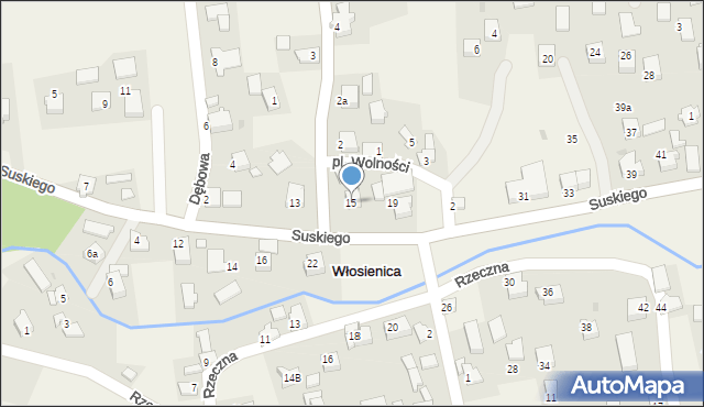 Włosienica, Suskiego Józefa, 15, mapa Włosienica