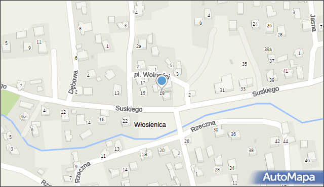 Włosienica, Suskiego Józefa, 19, mapa Włosienica